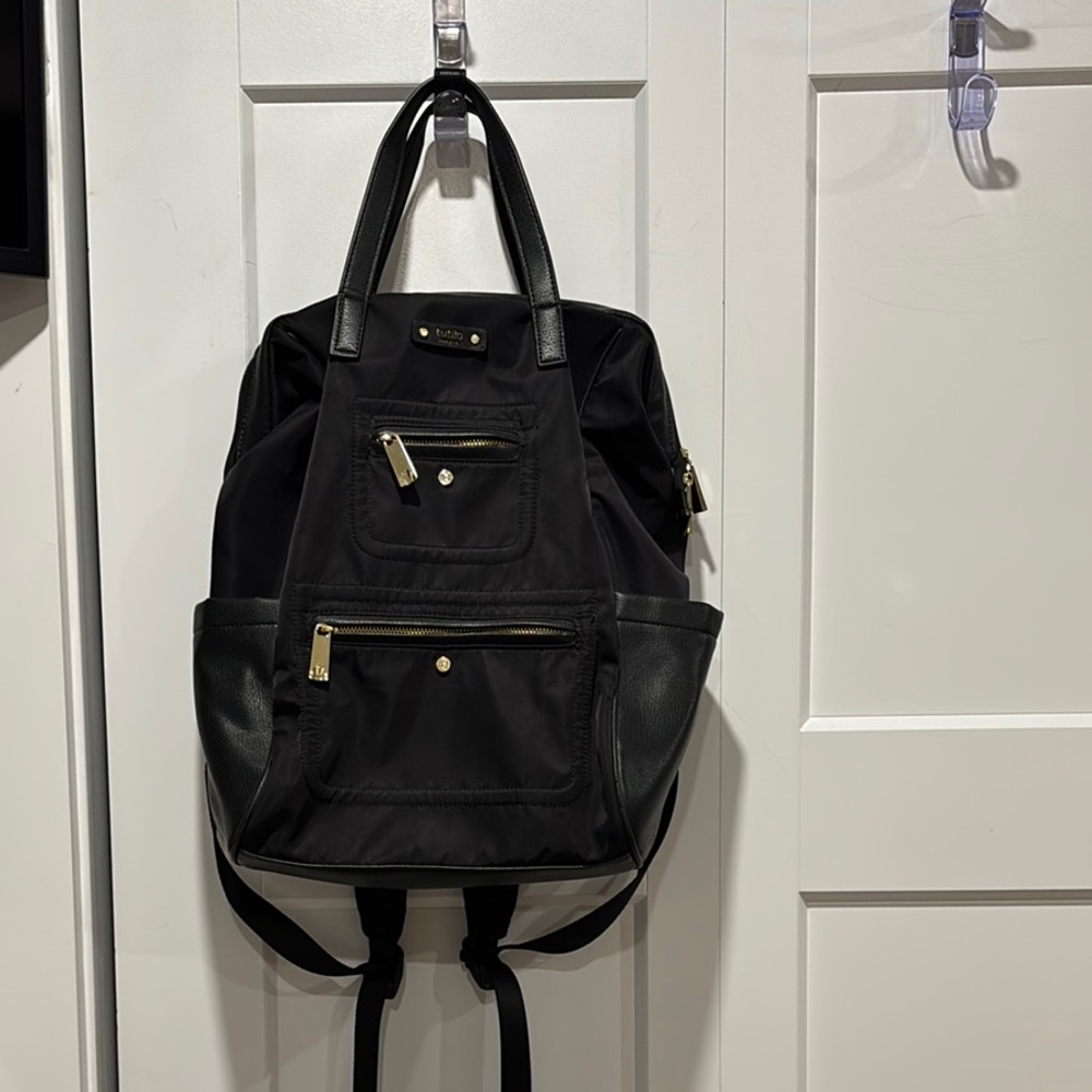 Tutilo New York Backpack Black with gold hardware EUC